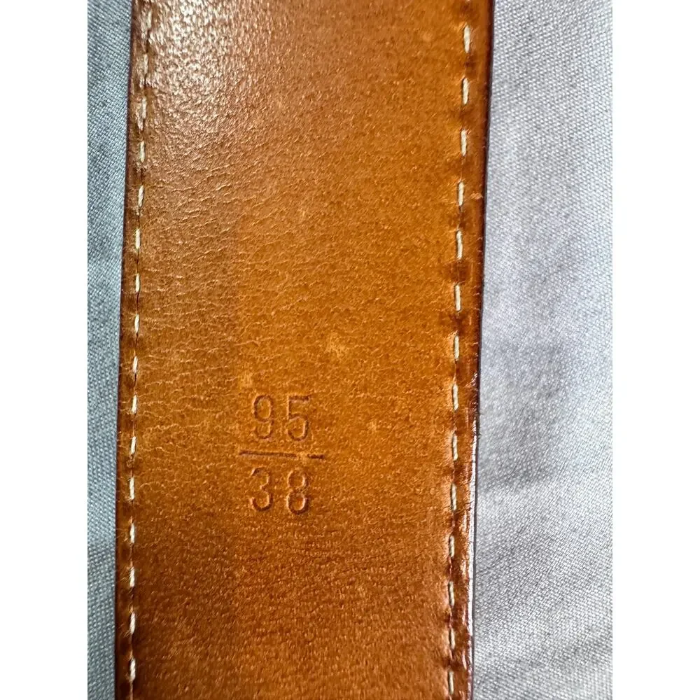 Martin Dingman Brown Full Grain Leather Belt Solid Brass Buckle Size 38 USA
